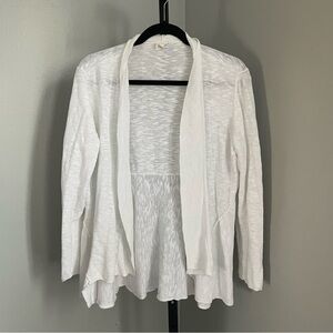 Eileen Fisher Linen Cotton White Open Front Cardigan Size Large